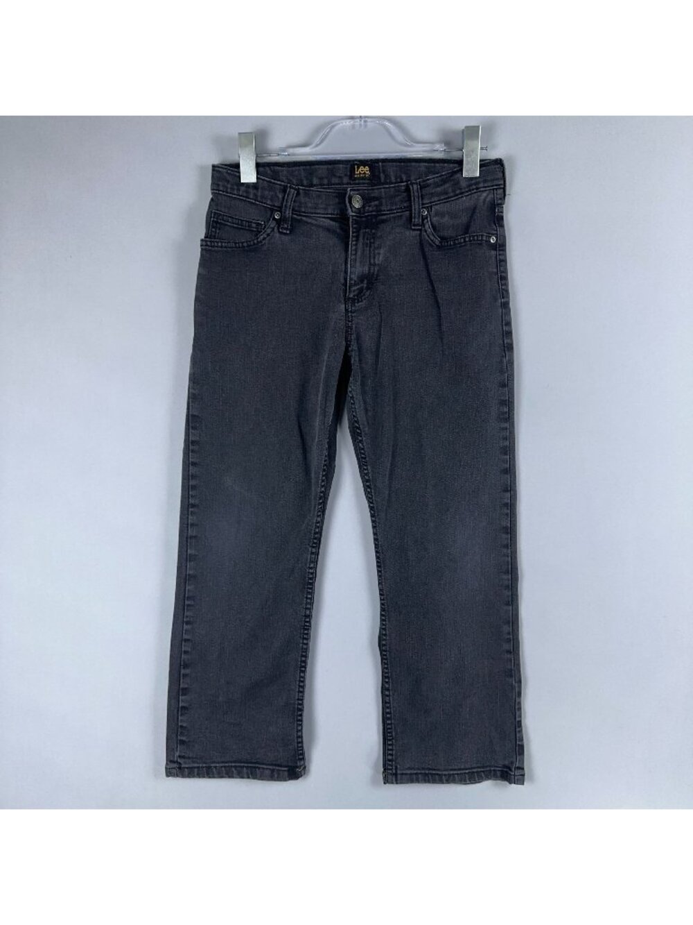 Lee Jeans Boys Size 12 Husky Straight Fit Mid Rise Black Dark Wash